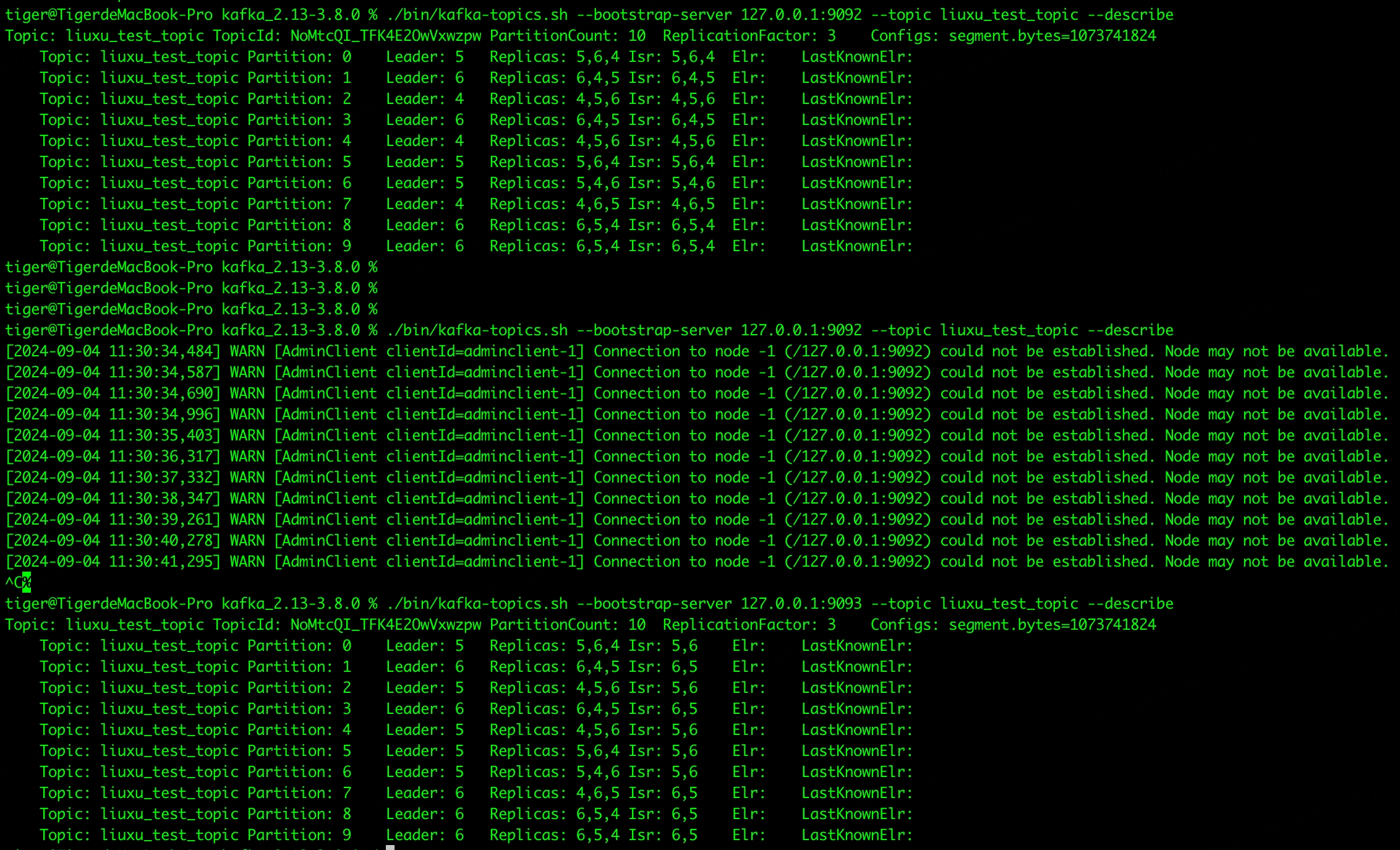 Kafka topic partition distribution after one broker shutdown